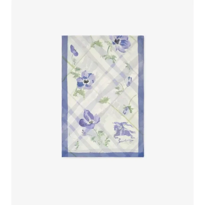 Pañuelo ancho de seda con estampado de cuadros en acuarela
