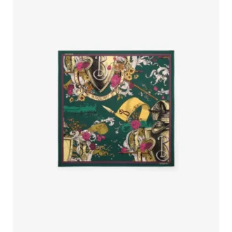 Pañuelo de seda con diseño de caballero grabado Pañuelo de seda con diseño de caballero grabado
