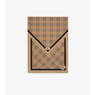 Pañuelo de seda con estampado de caballero y cuadros