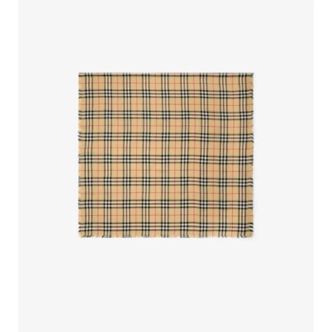 Pañuelo de seda y cachemira con estampado de cuadros Pañuelo de seda y cachemira con estampado de cuadros