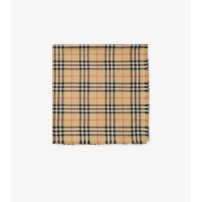 Pañuelo de seda y cachemira con estampado de cuadros Pañuelo de seda y cachemira con estampado de cuadros