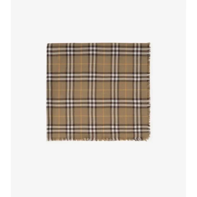 Pañuelo de seda y cachemira con estampado de cuadros Pañuelo de seda y cachemira con estampado de cuadros