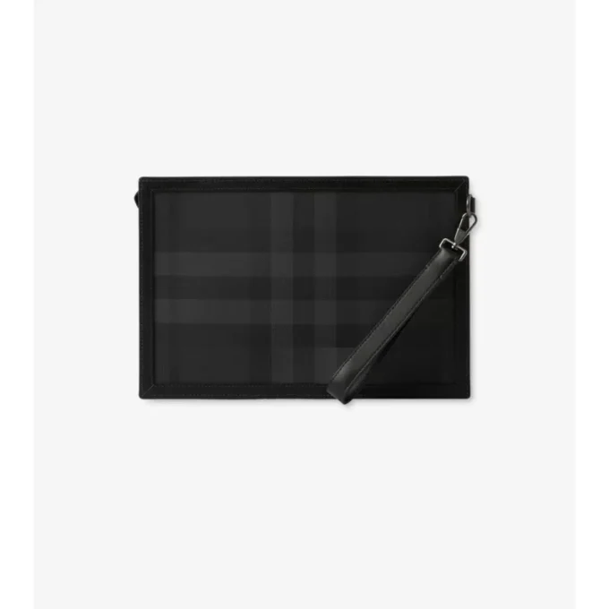 Pochette avec fermeture éclair et motif de carreaux Pochette avec fermeture éclair et motif de carreaux