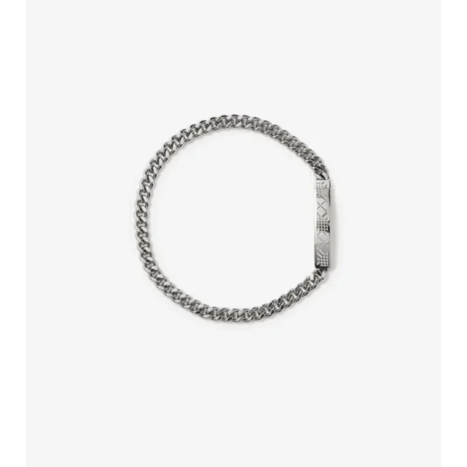 Pulsera de cadena con diseño de cuadros grabado