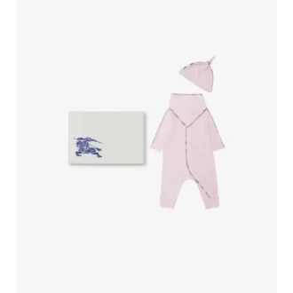 Set de regalo de tres piezas para bebé de algodón elástico