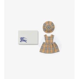 Set de regalo para bebé de tres piezas de algodón con estampado de cuadros