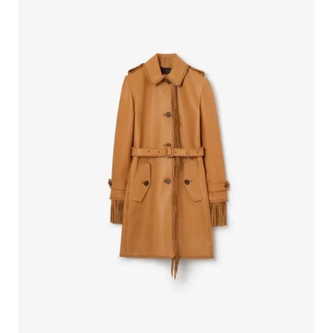 Short Fringed Leather Car Coat