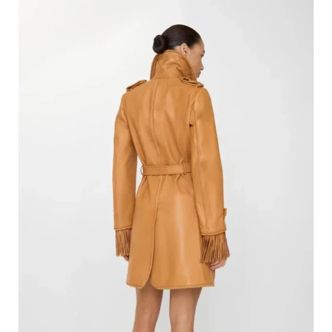 Short Fringed Leather Car Coat
