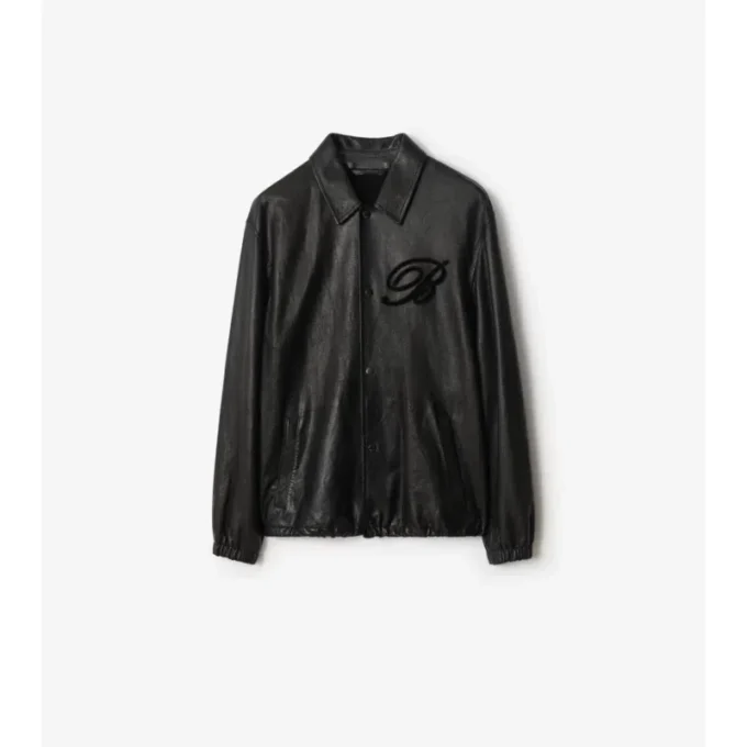 Sobrecamiseta de cuero con logotipo en cursiva Sobrecamiseta de cuero con logotipo en cursiva