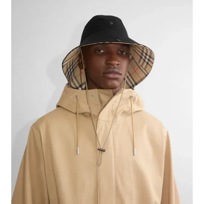 Sombrero de gabardina con ala a cuadros Sombrero de gabardina con ala a cuadros