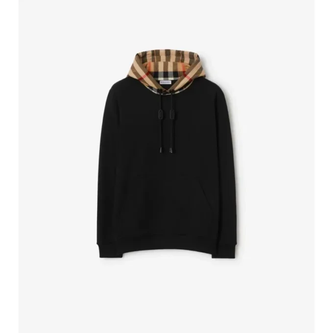 Sudadera con capucha de algodón a cuadros Sudadera con capucha de algodón a cuadros