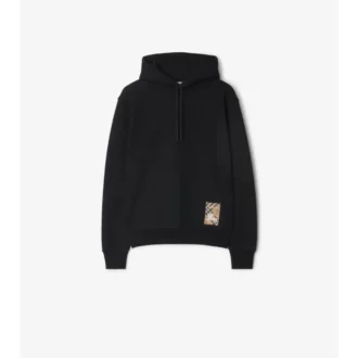 Sudadera con capucha de algodón con etiqueta de cuadros