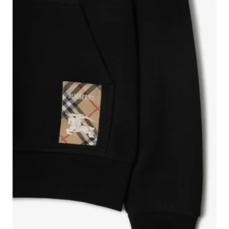 Sudadera con capucha de algodón con etiqueta de cuadros