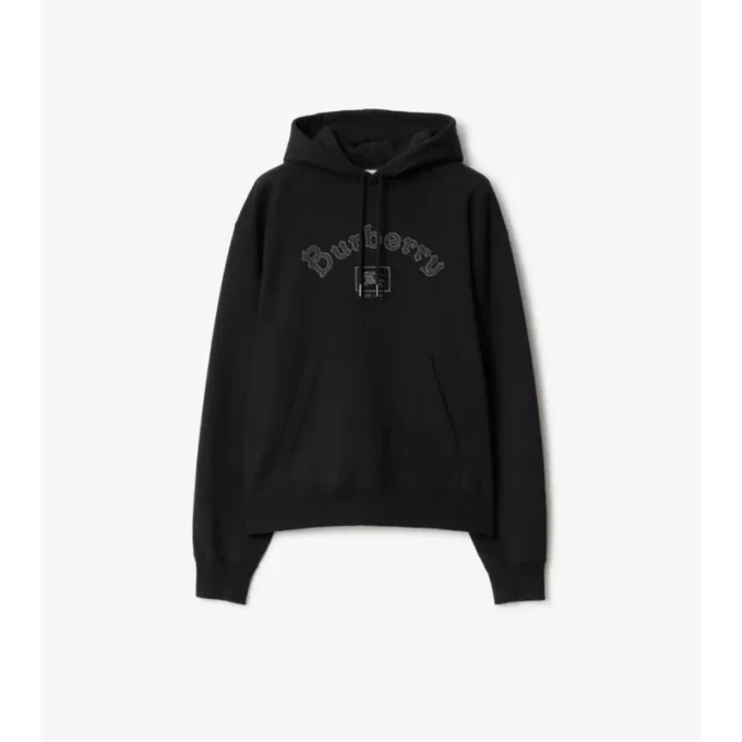 Sudadera con capucha de algodón con logotipo gótico Sudadera con capucha de algodón con logotipo gótico