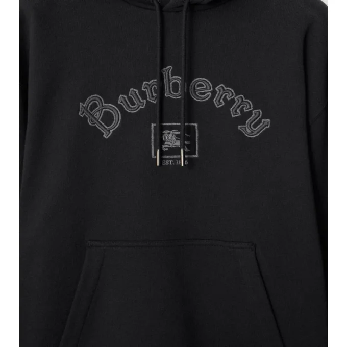 Sudadera con capucha de algodón con logotipo gótico Sudadera con capucha de algodón con logotipo gótico