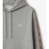 Sudadera con capucha de algodón con ribete a cuadros Sudadera con capucha de algodón con ribete a cuadros