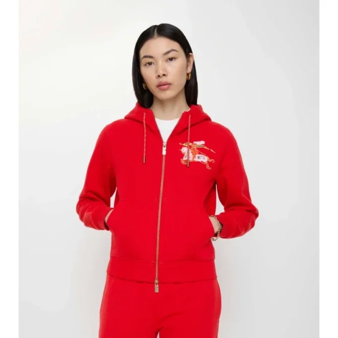 Sudadera con capucha y cremallera de algodón Sudadera con capucha y cremallera de algodón