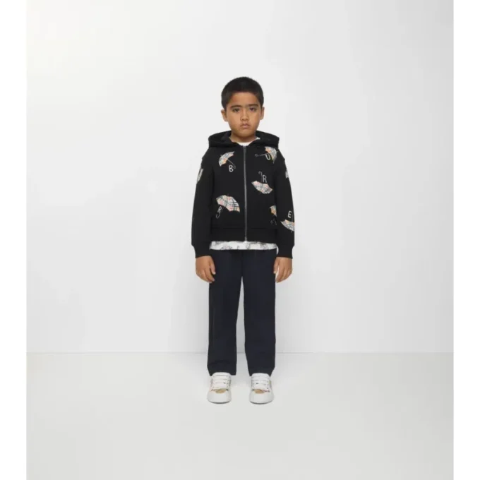 Sudadera con capucha y cremallera de algodón con el logotipo del paraguas Sudadera con capucha y cremallera de algodón con el logotipo del paraguas