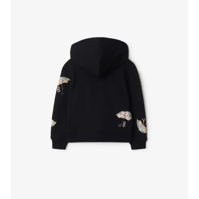 Sudadera con capucha y cremallera de algodón con el logotipo del paraguas Sudadera con capucha y cremallera de algodón con el logotipo del paraguas