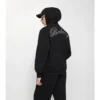 Sudadera con capucha y cremallera de algodón con el logotipo en cursiva y estampado de cuadros Sudadera con capucha y cremallera de algodón con el logotipo en cursiva y estampado de cuadros
