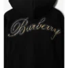 Sudadera con capucha y cremallera de algodón con el logotipo en cursiva y estampado de cuadros Sudadera con capucha y cremallera de algodón con el logotipo en cursiva y estampado de cuadros