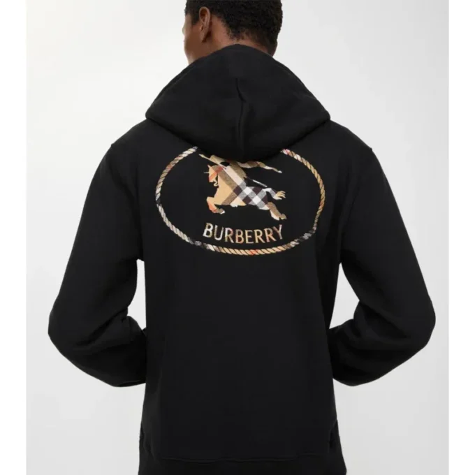 Sudadera con capucha y cremallera de algodón con estampado de caballero a cuadros Sudadera con capucha y cremallera de algodón con estampado de caballero a cuadros