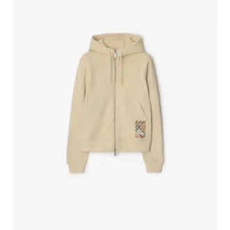 Sudadera con capucha y cremallera de algodón con estampado de cuadros