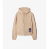 Sudadera con capucha y cremallera de algodón con estampado de cuadros Sudadera con capucha y cremallera de algodón con estampado de cuadros