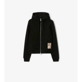 Sudadera con capucha y cremallera de algodón con estampado de cuadros
