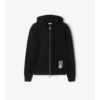 Sudadera con capucha y cremallera de algodón con estampado de cuadros Sudadera con capucha y cremallera de algodón con estampado de cuadros
