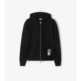 Sudadera con capucha y cremallera de algodón con estampado de cuadros