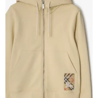 Sudadera con capucha y cremallera de algodón con estampado de cuadros