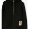 Sudadera con capucha y cremallera de algodón con estampado de cuadros Sudadera con capucha y cremallera de algodón con estampado de cuadros