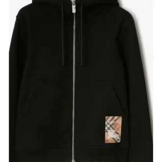 Sudadera con capucha y cremallera de algodón con estampado de cuadros