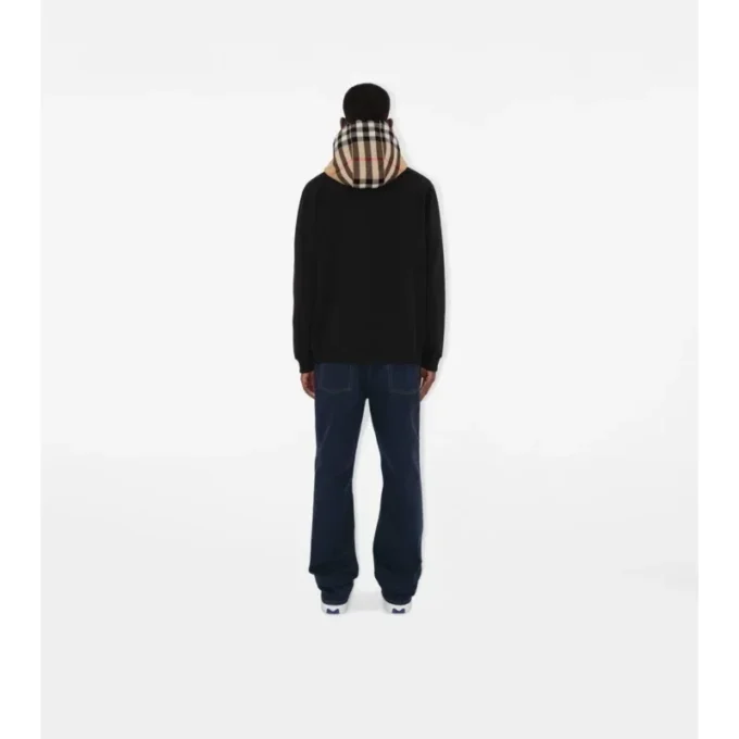 Sudadera con capucha y cremallera de algodón con estampado de cuadros Sudadera con capucha y cremallera de algodón con estampado de cuadros