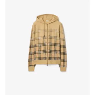Sudadera con capucha y cremallera de algodón con estampado de cuadros degradado