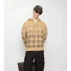 Sudadera con capucha y cremallera de algodón con estampado de cuadros degradado Sudadera con capucha y cremallera de algodón con estampado de cuadros degradado