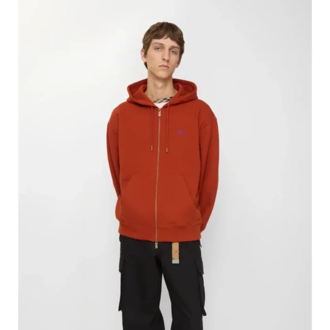 Sudadera con capucha y cremallera de algodón con logotipo gótico Sudadera con capucha y cremallera de algodón con logotipo gótico