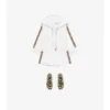 Sudadera con capucha y cremallera de algodón con ribete de cuadros Sudadera con capucha y cremallera de algodón con ribete de cuadros
