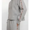 Sudadera con capucha y cremallera de algodón con ribetes de cuadros Sudadera con capucha y cremallera de algodón con ribetes de cuadros