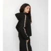 Sudadera con capucha y cremallera de algodón con ribetes de cuadros Sudadera con capucha y cremallera de algodón con ribetes de cuadros