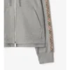 Sudadera con capucha y cremallera de algodón con ribetes de cuadros Sudadera con capucha y cremallera de algodón con ribetes de cuadros