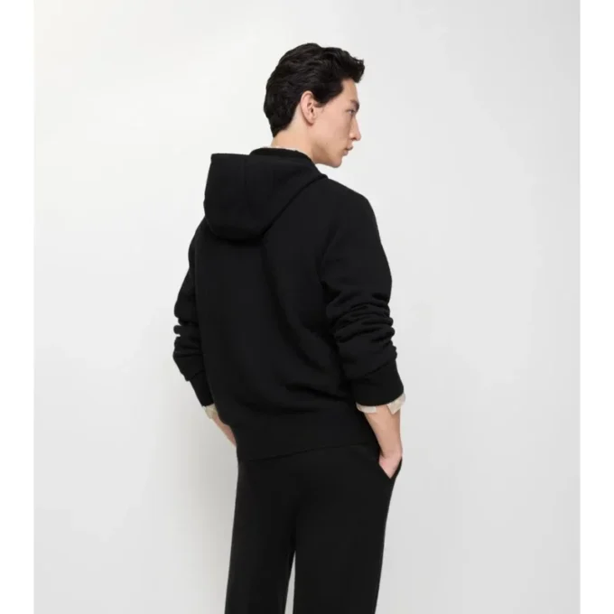 Sudadera con capucha y cremallera de lana