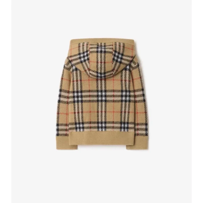 Sudadera con capucha y cremallera de lana a cuadros Sudadera con capucha y cremallera de lana a cuadros