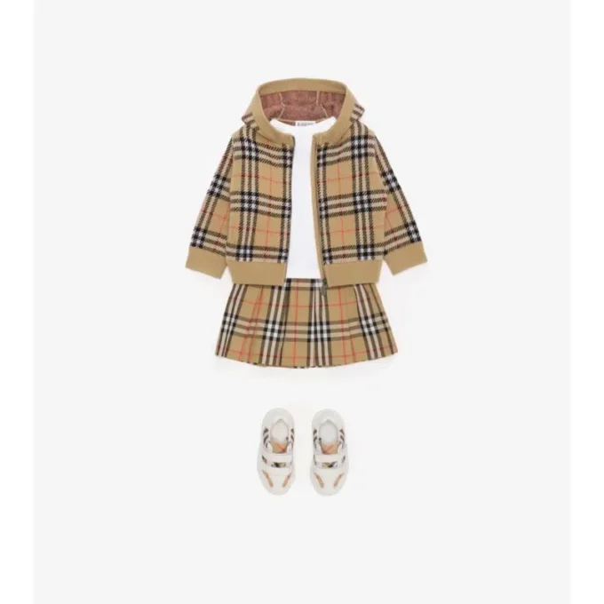 Sudadera con capucha y cremallera de lana a cuadros Sudadera con capucha y cremallera de lana a cuadros