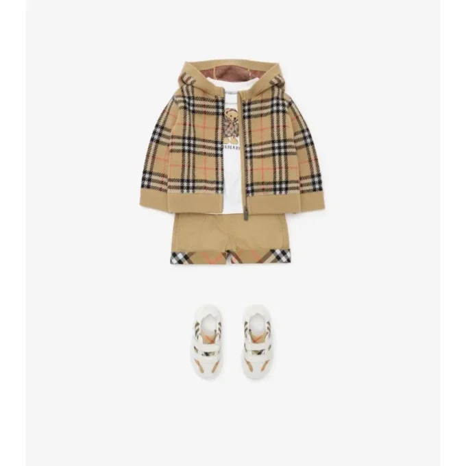 Sudadera con capucha y cremallera de lana a cuadros Sudadera con capucha y cremallera de lana a cuadros