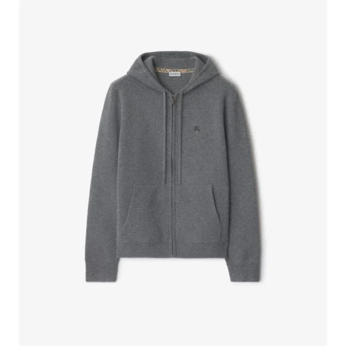 Sudadera con capucha y cremallera de mezcla de cachemira