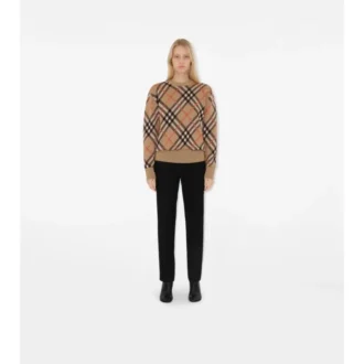 Suéter de mezcla de lana y mohair con estampado de cuadros