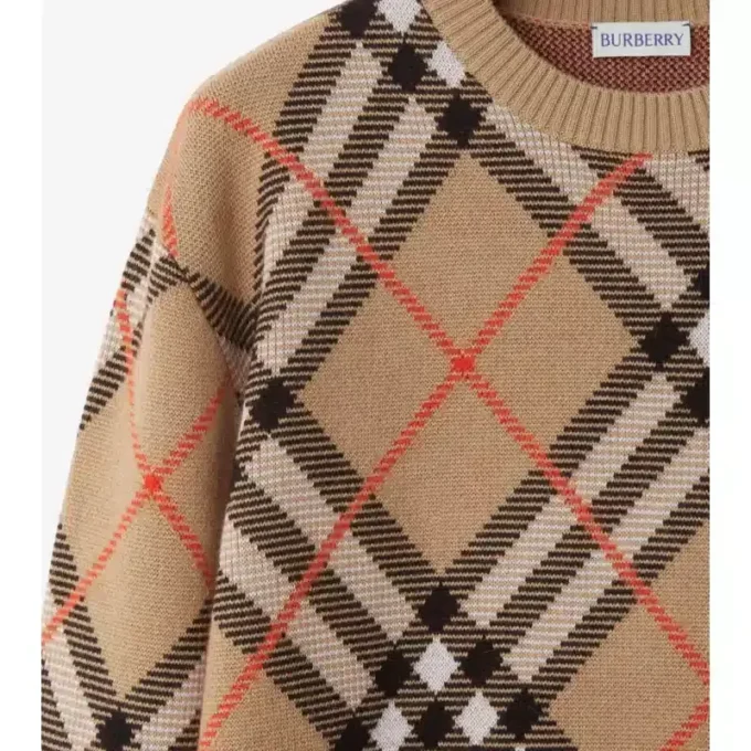 Suéter de mezcla de lana y mohair con estampado de cuadros Suéter de mezcla de lana y mohair con estampado de cuadros