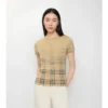 Top de algodón elástico con estampado de cuadros degradados